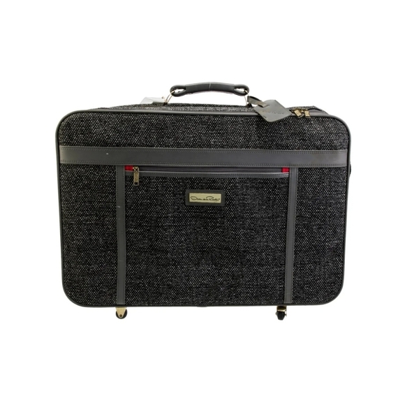 OSCAR DE LA RENTA Vintage Leather-Trim Tweed Suitcase